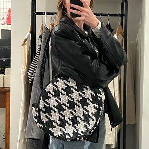 Anthropologie Black and White Woven Bag